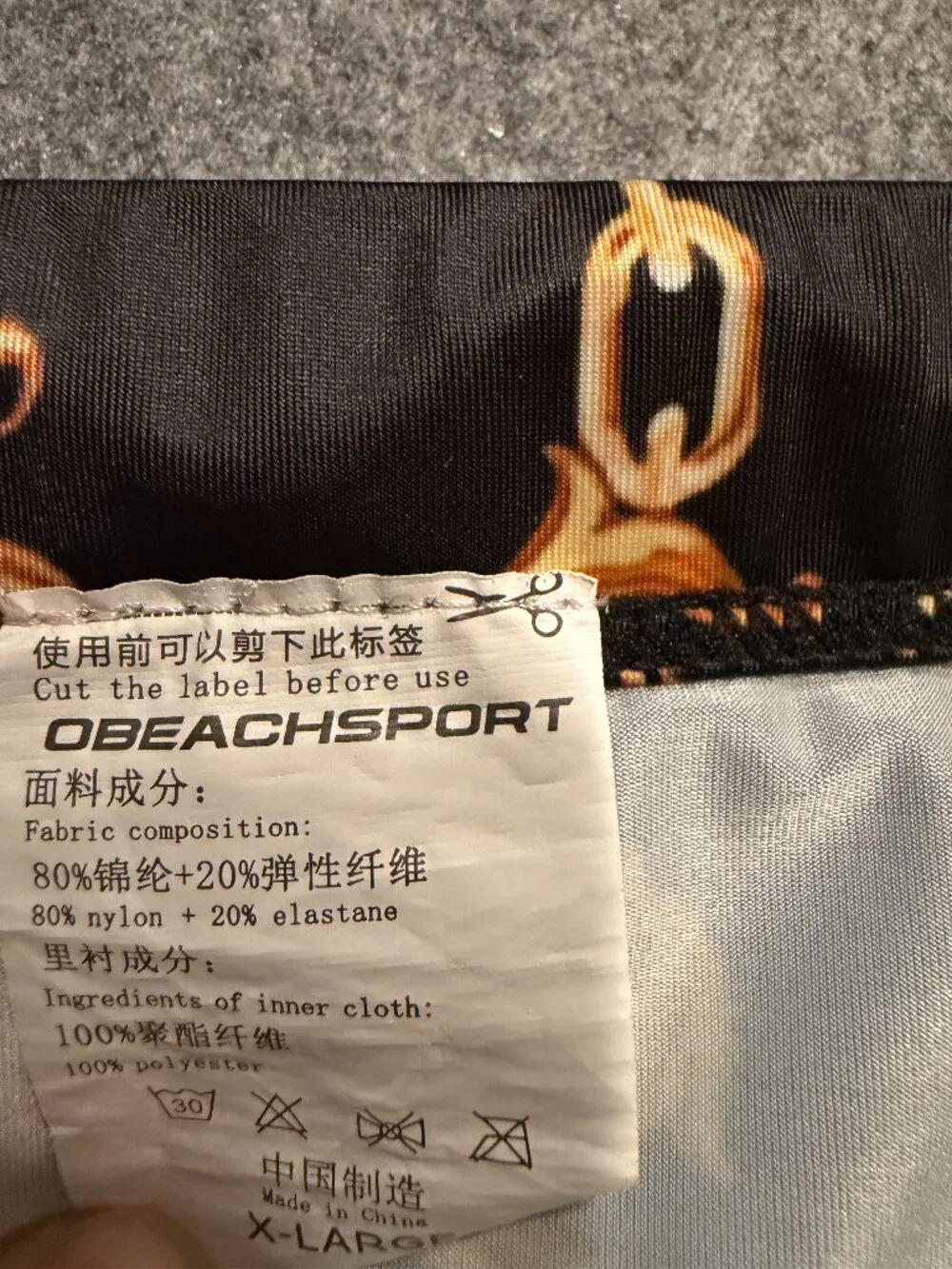 OBEACHSPORT Black Gold Baroque Chain Men’s Swim Brief XL